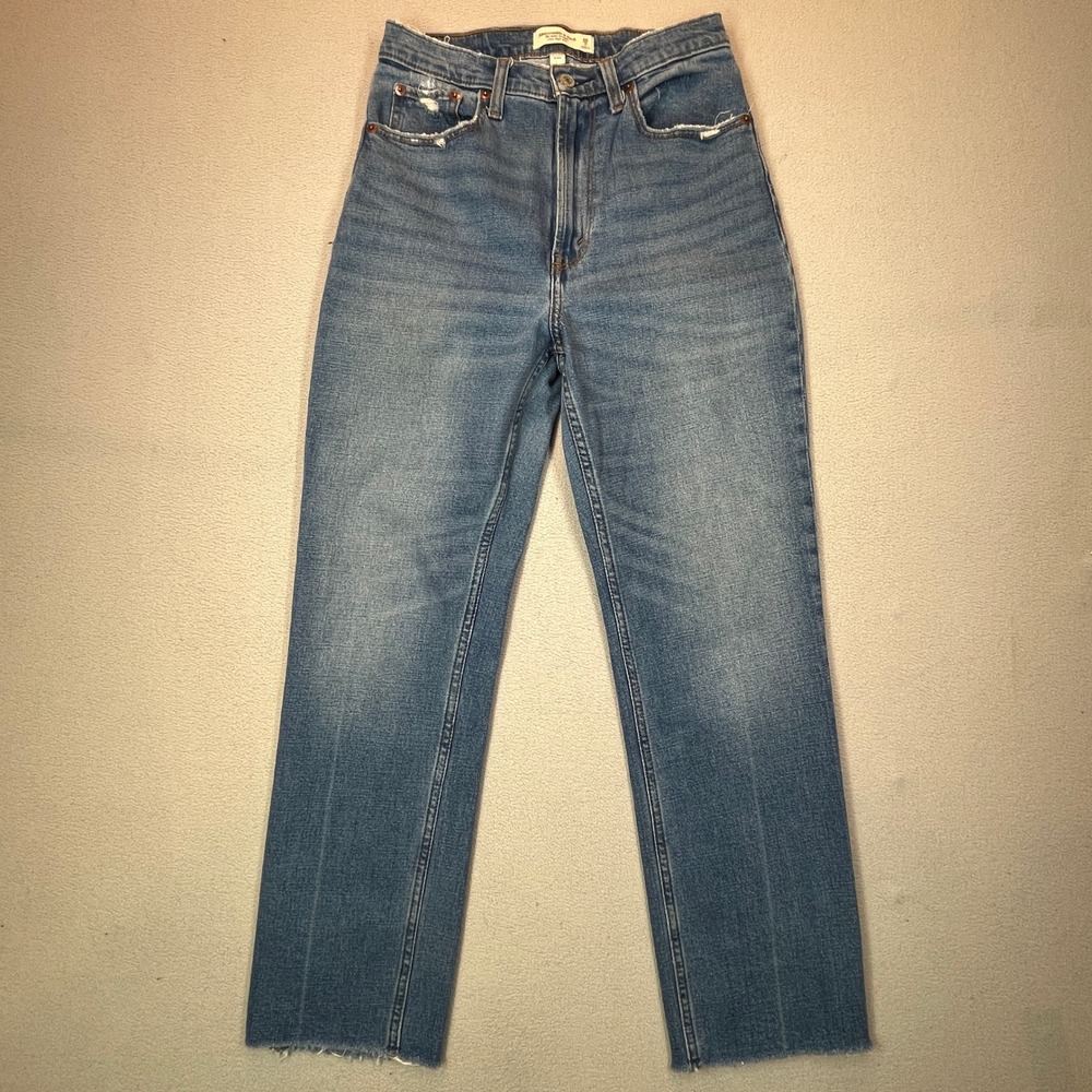 Abercrombie & Fitch Curve Love Ankle Straight Ultra High Rise Jeans Blue 26 2R